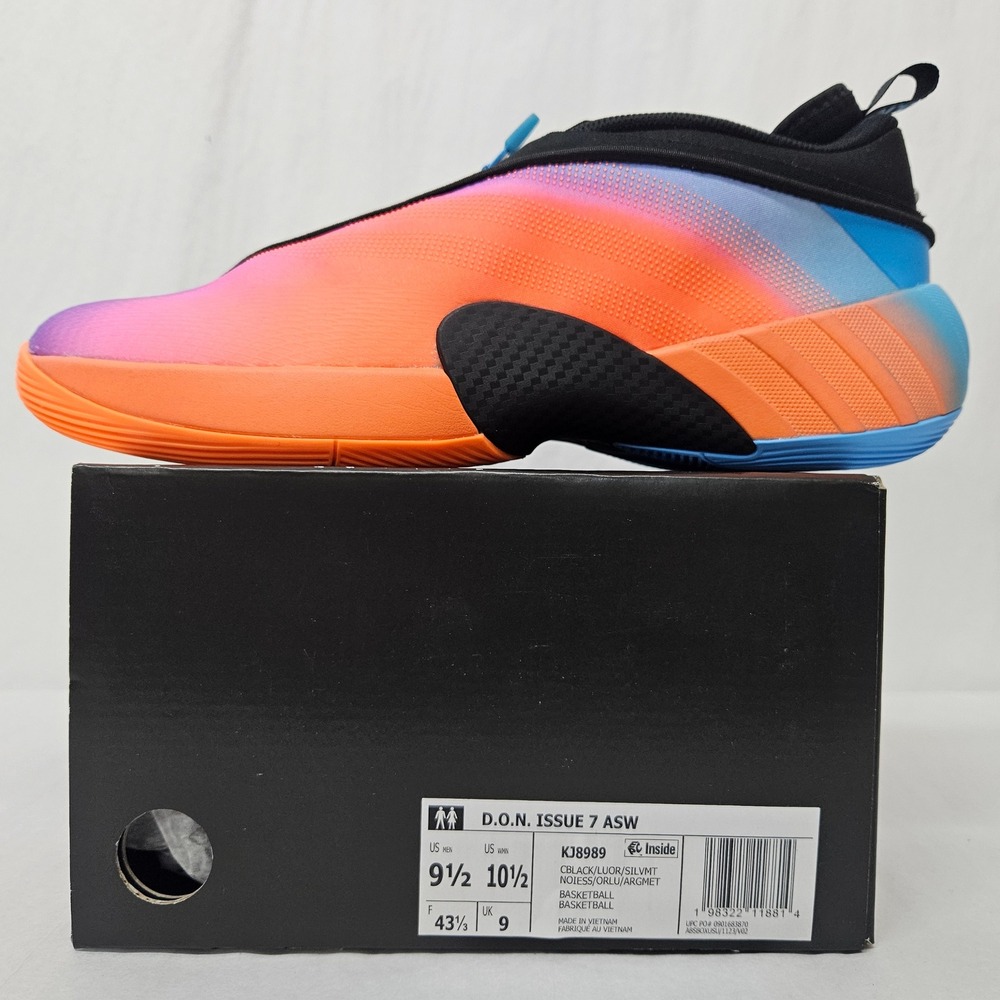 Adidas DON Issue 7 ASW Basketball Shoes KJ8989 Black Orange Blue Men's Size 9.5